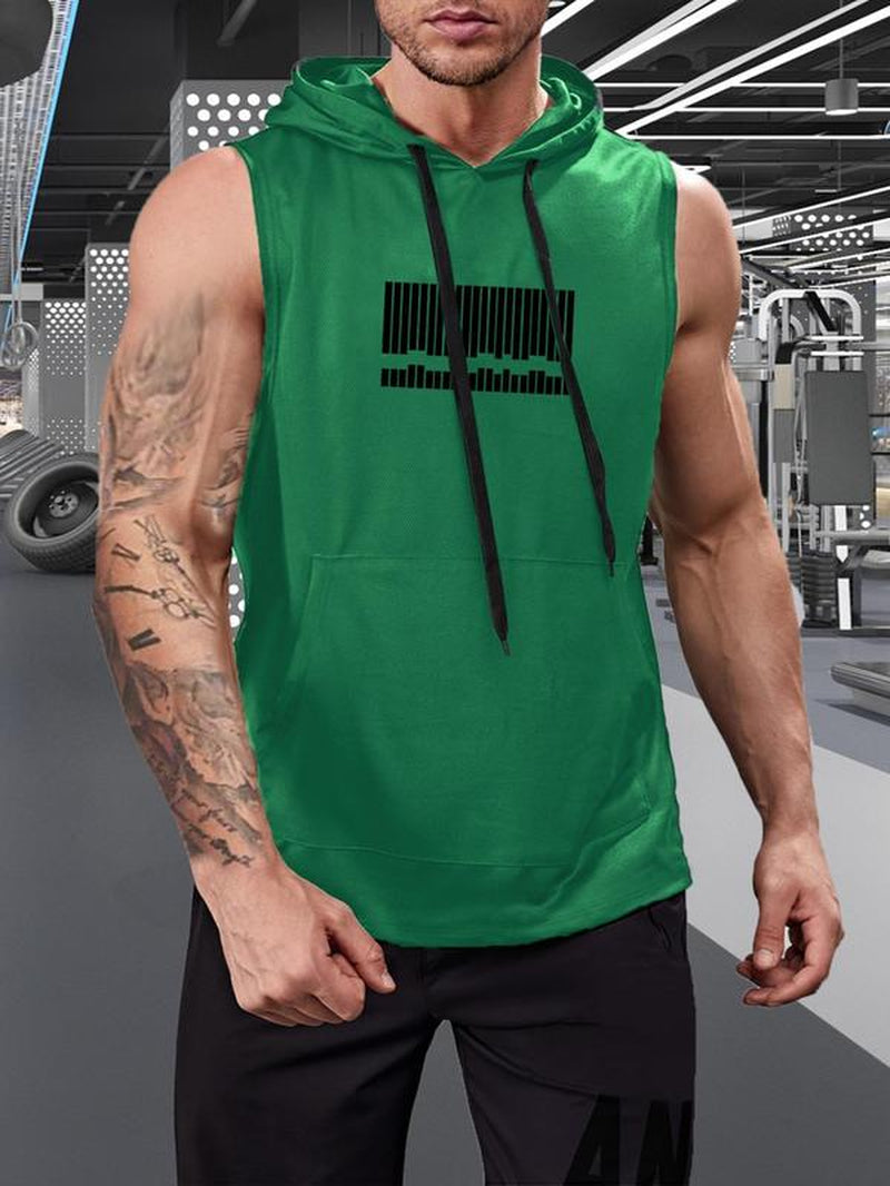 Graphic Drawstring Hooded Sweat Activated Sports Top